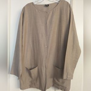Eileen Fisher Shacket Linen/Silk Front Pockets Size XL 16/18 Tunic Full Button
